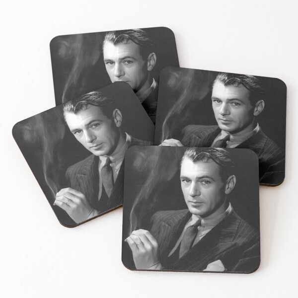 Item preview, Gary Cooper Smoking a Cigarette, Black and White Vintage Photo designed and sold by modernretro.