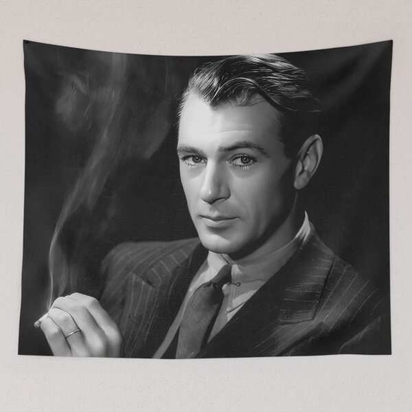 Item preview, Gary Cooper Smoking a Cigarette, Black and White Vintage Photo designed and sold by modernretro.