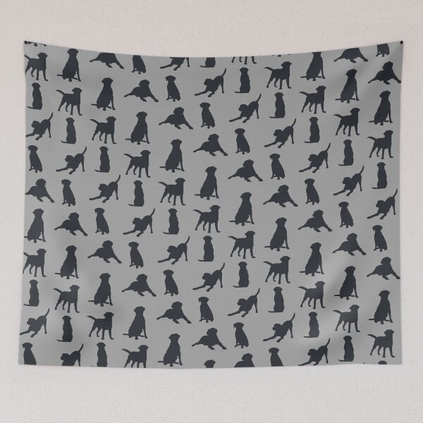 Item preview, Playful Labrador_black on gray designed and sold by quinnhopp.
