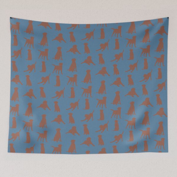Item preview, Playful Labrador_chocolate on blue designed and sold by quinnhopp.