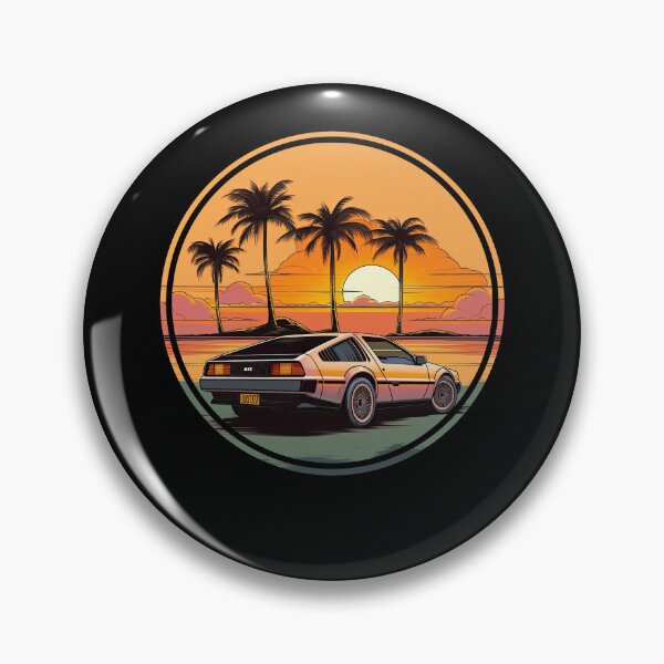 Item preview, DeLorean inspired car Sunset Palm Trees back designed and sold by TeePulseMania.
