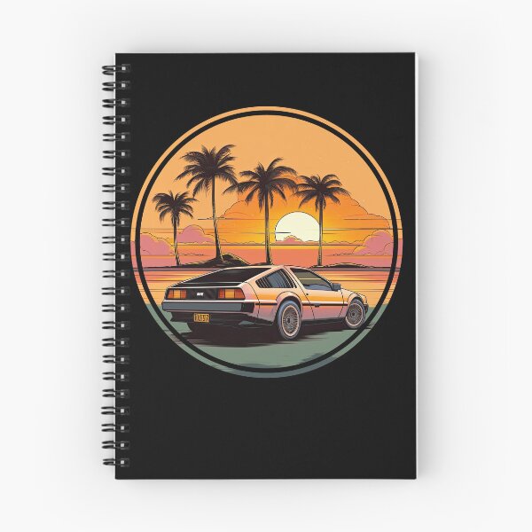 Item preview, DeLorean inspired car Sunset Palm Trees back designed and sold by TeePulseMania.
