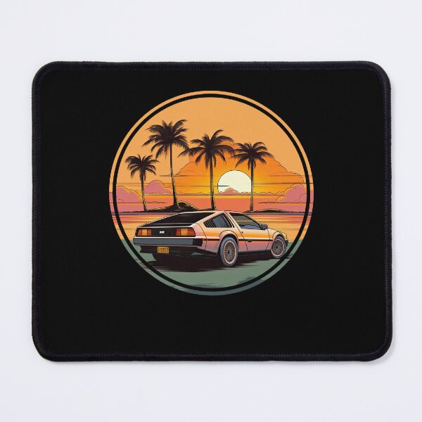 Item preview, DeLorean inspired car Sunset Palm Trees back designed and sold by TeePulseMania.