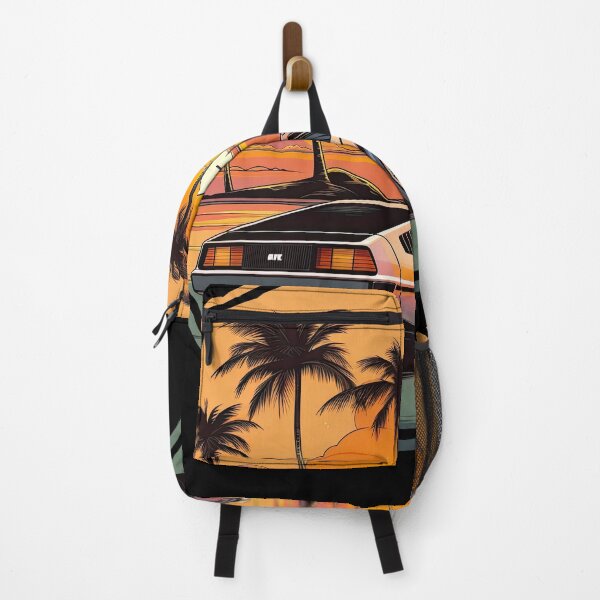 Item preview, DeLorean inspired car Sunset Palm Trees back designed and sold by TeePulseMania.