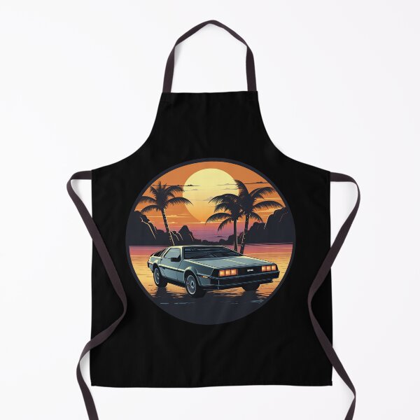 Item preview, DeLorean inspired car Sunset Palm Trees front side designed and sold by TeePulseMania.