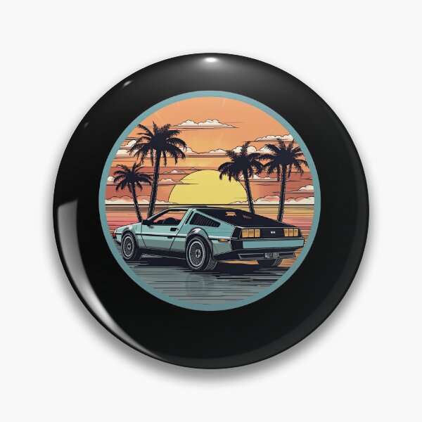 Item preview, DeLorean inspired car Sunset Palm Trees back two designed and sold by TeePulseMania.