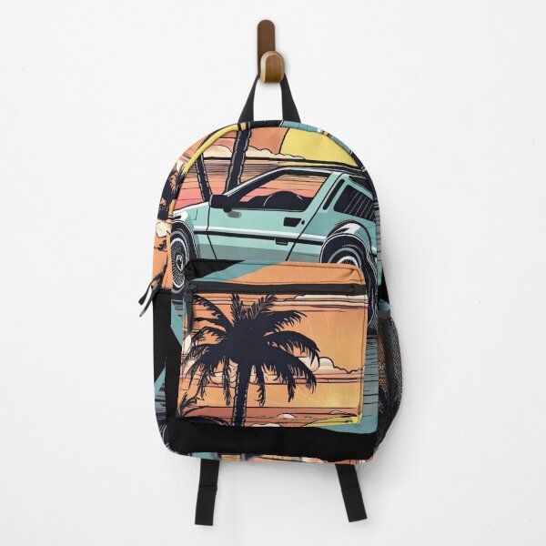 Item preview, DeLorean inspired car Sunset Palm Trees back two designed and sold by TeePulseMania.