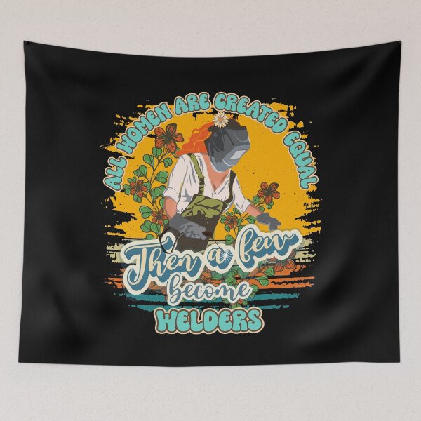 Item preview, Funny groovy quote welder girl sarcastic floral retro girl welding pun designed and sold by HomeCoquette.
