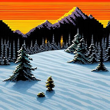 Mountains in winter pixel art