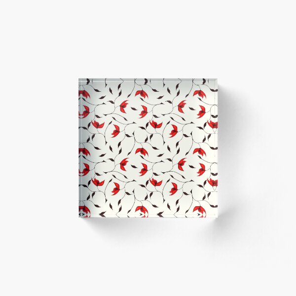 Delicate Red Flower Pattern Acrylic Block