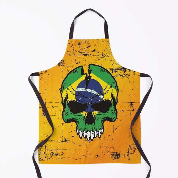 Item preview, Brazil flag on a distressed grunge scary skull designed and sold by Donutlovers.