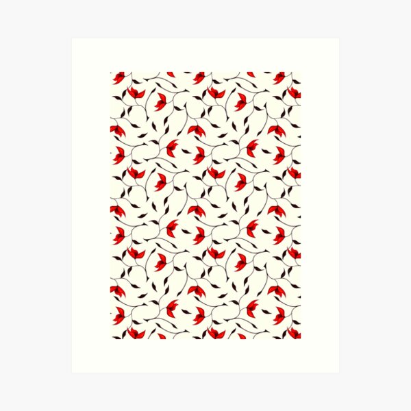 Delicate Red Flower Pattern Art Print