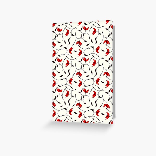 Delicate Red Flower Pattern Greeting Card