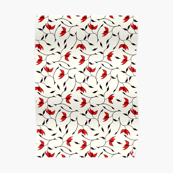 Delicate Red Flower Pattern Poster