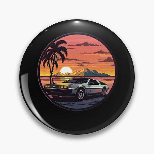 Item preview, DeLorean inspired car Sunset Palm Trees beach designed and sold by TeePulseMania.
