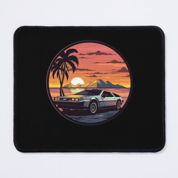 Item preview, DeLorean inspired car Sunset Palm Trees beach designed and sold by TeePulseMania.