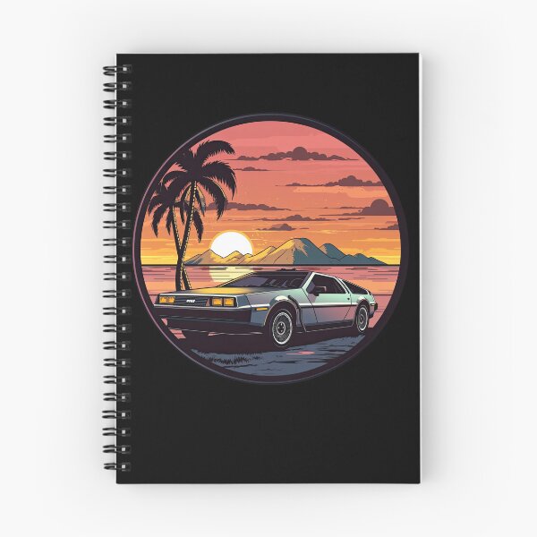 Item preview, DeLorean inspired car Sunset Palm Trees beach designed and sold by TeePulseMania.
