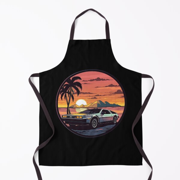 Item preview, DeLorean inspired car Sunset Palm Trees beach designed and sold by TeePulseMania.