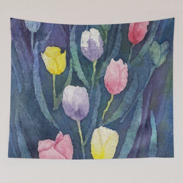 Item preview, Colorful Tulips in Watercolor Batik designed and sold by The Elderberry Blossom.
