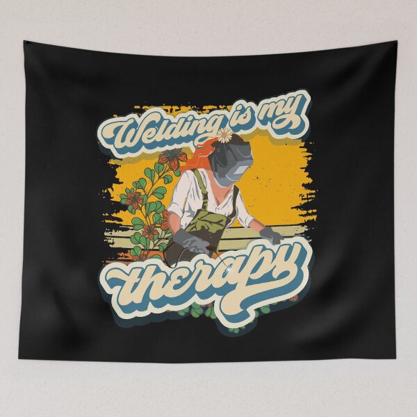 Item preview, Funny groovy quote welder woman sarcastic floral retro Welding is my therapy designed and sold by HomeCoquette.