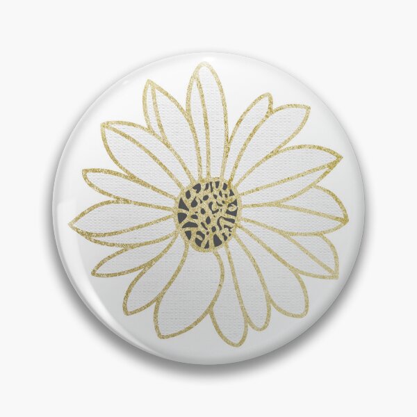 Elegant White & Gold Floral Cotton Texture Design Pin