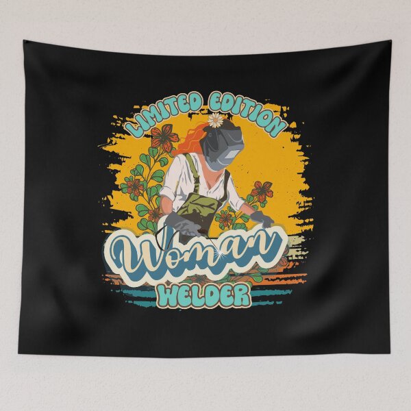 Item preview, Funny groovy quote welder woman sarcastic floral retro Limited edition woman welder designed and sold by HomeCoquette.