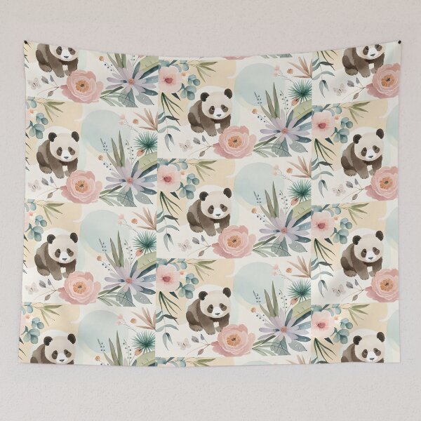 Item preview, A painting of a panda bear surrounded by flowers designed and sold by Hillol Bora.