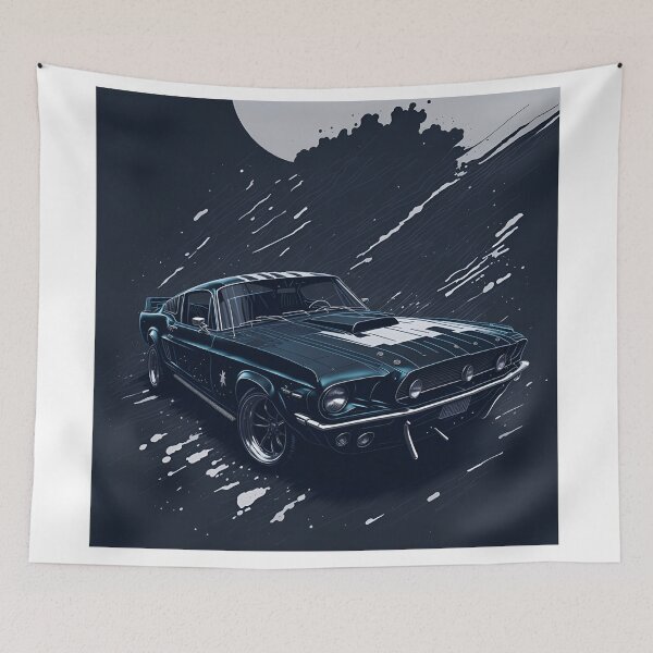 Item preview, Drift in Style: Flat Design Showcasing the 1968 Ford Mustang Black Shelby designed and sold by RedArtG09.