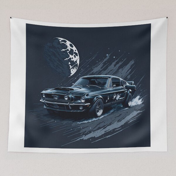 Item preview, Expressive Watercolours: The Elegance of the 1968 Ford Mustang Black Shelby designed and sold by RedArtG09.