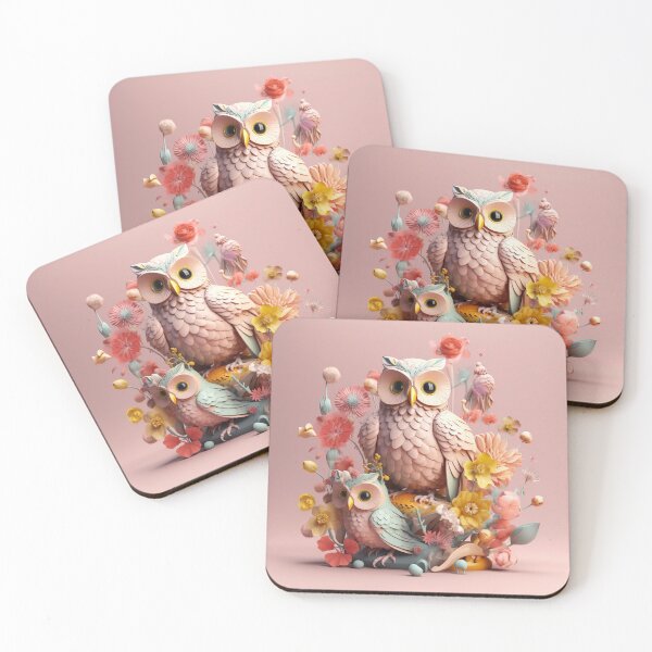 Item preview, pink owls designed and sold by PoppinArtFox.