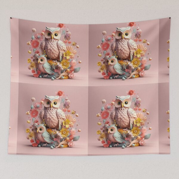 Item preview, pink owls designed and sold by PoppinArtFox.