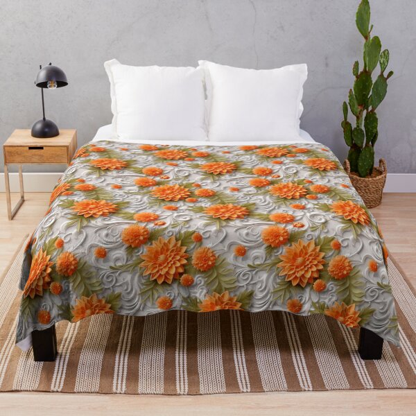 Item preview, Baroque Scrolls and Orange Dahlias designed and sold by BopBopShop.