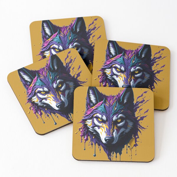 Item preview, Multi-Colored Wolf Face Drawing designed and sold by DreamPrint Collective.