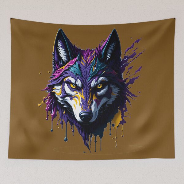 Item preview, Multi-Colored Wolf Face Drawing designed and sold by modernaarte.