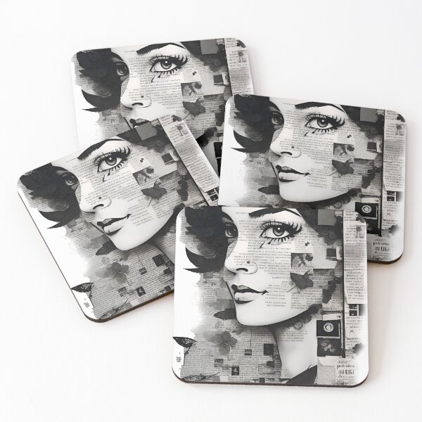 Item preview, Woman on Collage of book, magazine designed and sold by Inked-Attire.