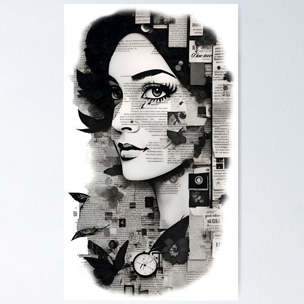 Face Collage With Magazine Cutouts,¨ Hey, Girl You Got This¨. | Poster