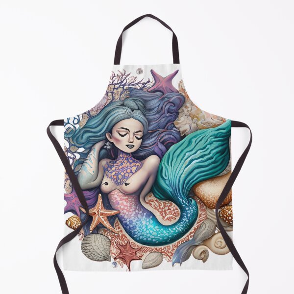Item preview, Tattoo Design Featuring a Mermaid Surrounded by Shells and Starfish designed and sold by amazingtraits.