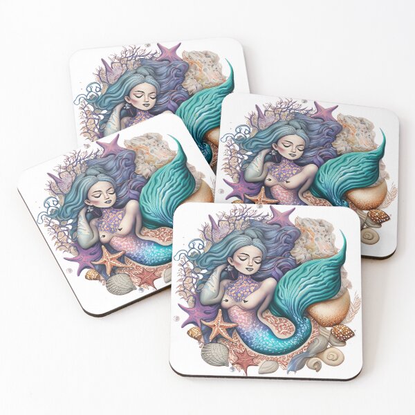 Item preview, Tattoo Design Featuring a Mermaid Surrounded by Shells and Starfish designed and sold by amazingtraits.