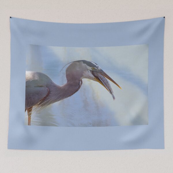 Item preview, Great Blue Heron swallowing a fish designed and sold by Zina Stromberg.