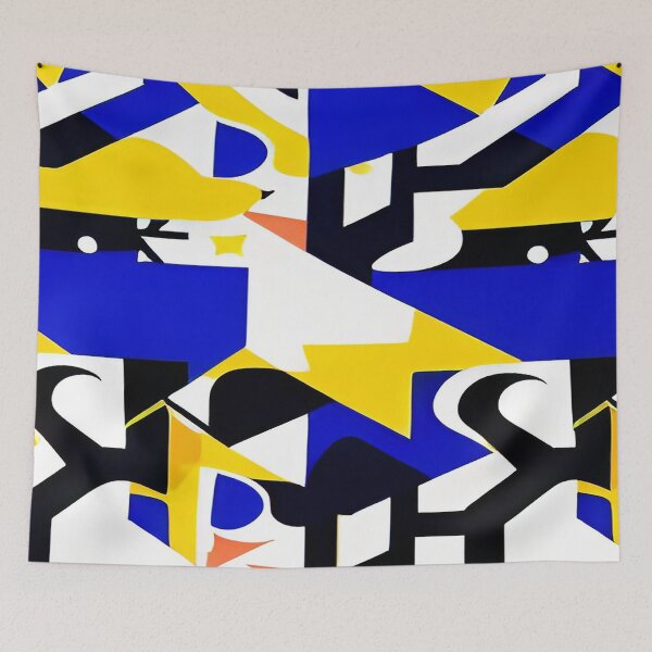 Item preview, Geometric Triangular Black Yellow Blue Abstract designed and sold by deniselynnimage.