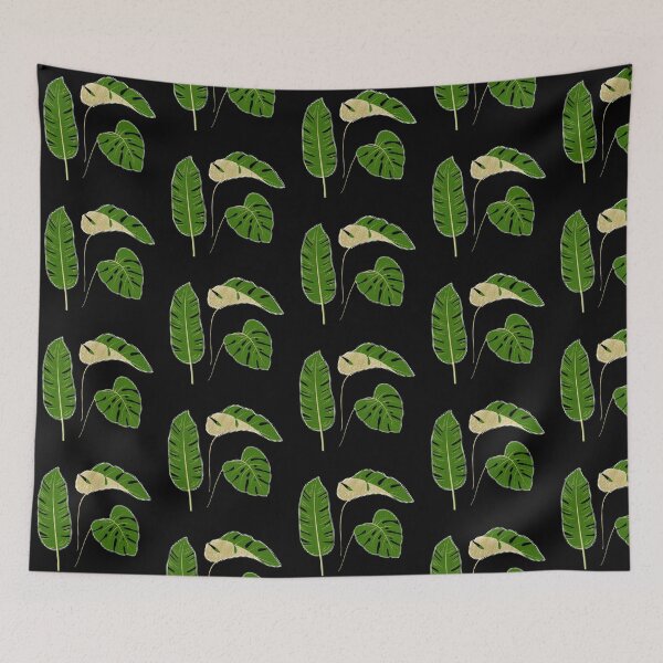 Item preview, Minimalist Tropical Leaf Design with Natural Green Fabric Texture and Gold Accents designed and sold by anisgott.