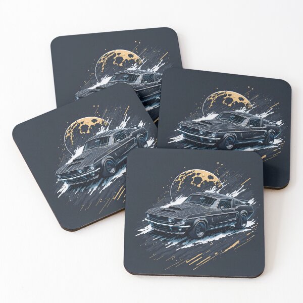 Item preview, Watercolor Dreams: A Flat Design Masterpiece of a Black Shelby Mustang Drifting on the Moon designed and sold by RedArtG09.