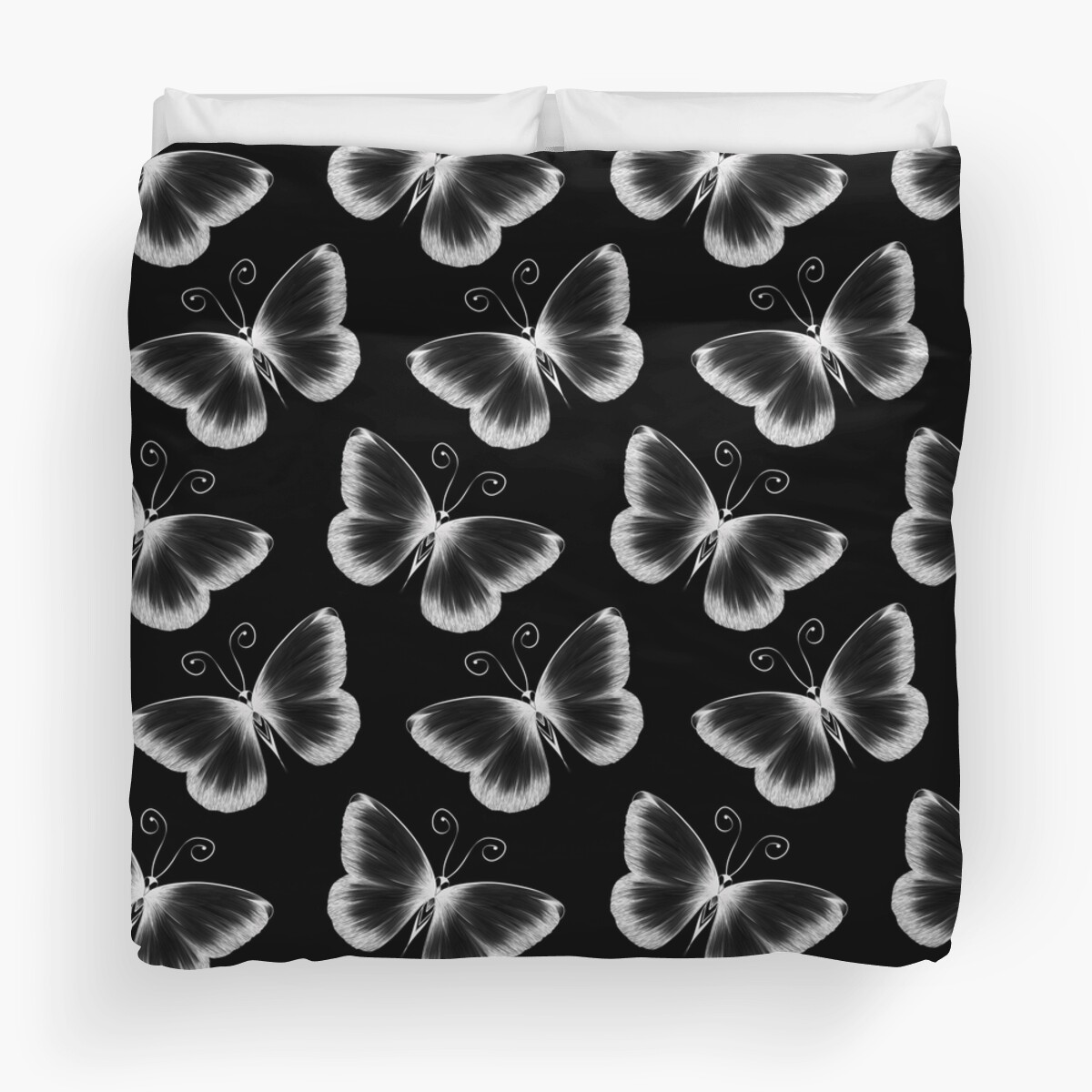 "Black Butterfly Pattern " Duvet Covers by LouJah Redbubble