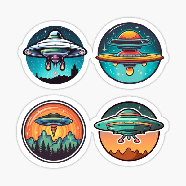 Item preview, UFO Spacecraft Sticker Pack | Unique Gift Idea For Any Roller Fish Lover | Pack of 4 designed and sold by journeyengine.