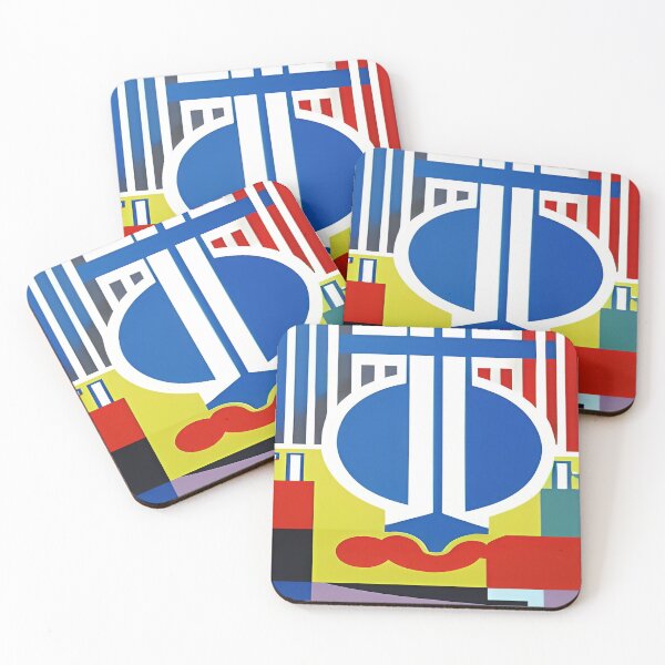 Item preview, Circular Geometric Shapes with Blue and Red Stripes  designed and sold by deniselynnimage.