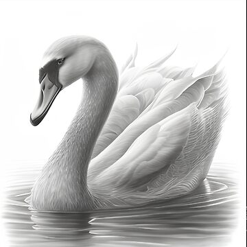 Dessin de cygne noir et blanc Sticker