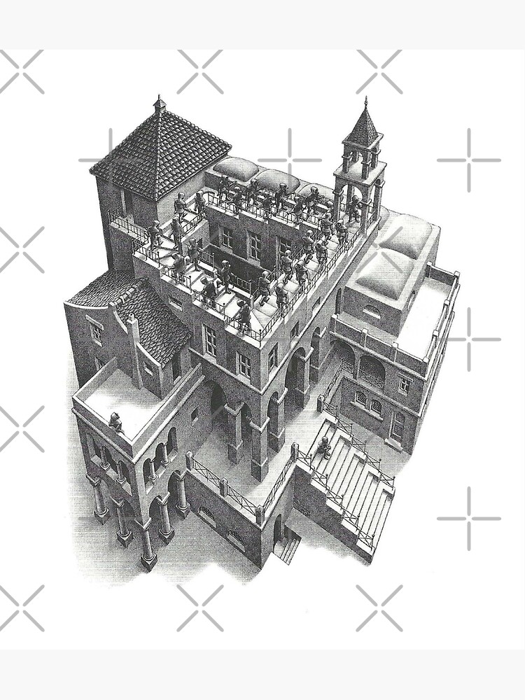 Disover Mc Escher Ascending and descending Premium Matte Vertical Poster