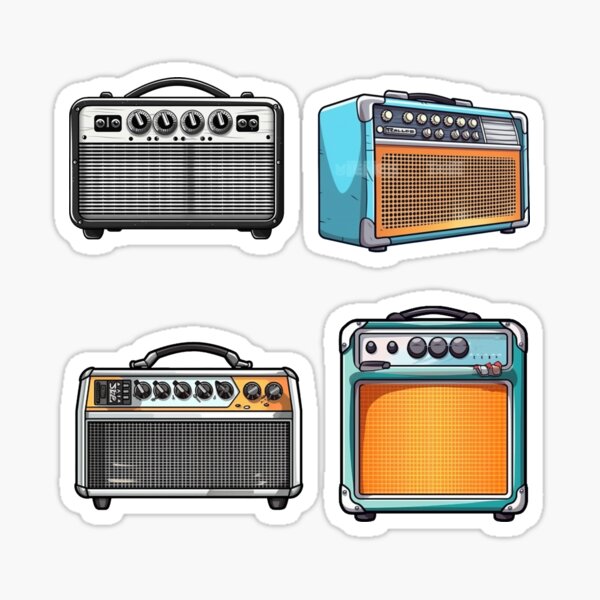 Item preview, Pack d'autocollants d'amplificateurs de guitare légendaires | Idée cadeau unique pour tout joueur de guitare | Paquet de 4 designed and sold by journeyengine.