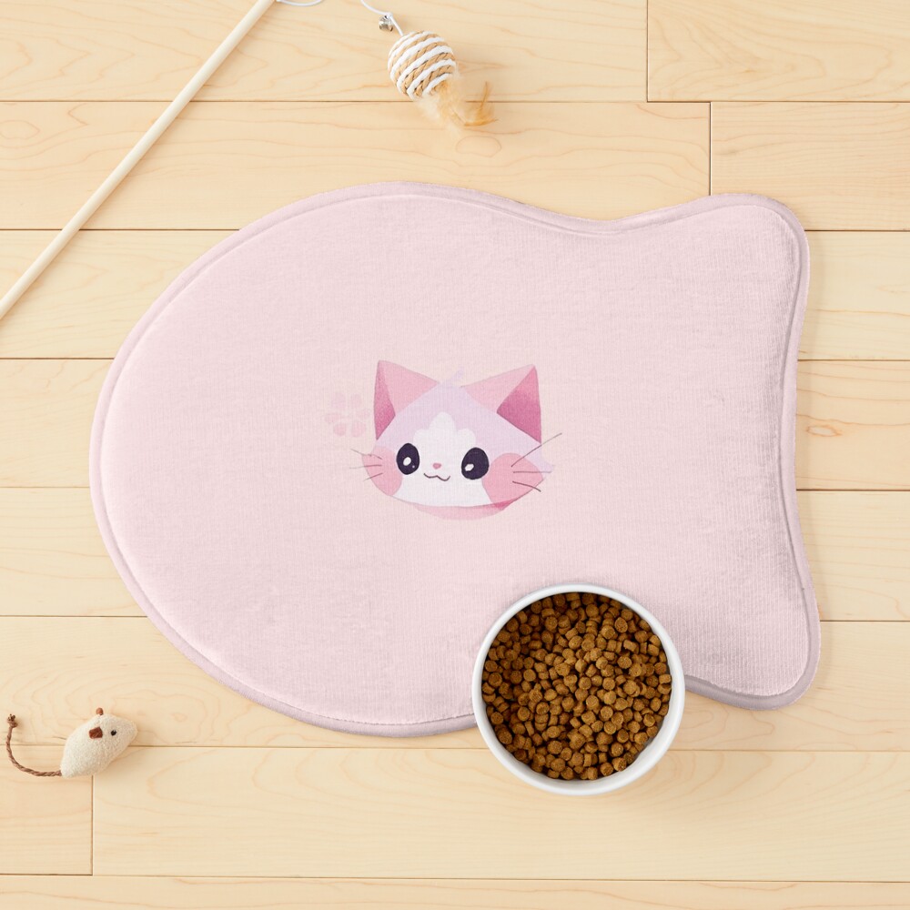 Playful Cat Pink Cat Food Mat Pet Cat Mat Cute Cat Food Mat Cat Lover Gift  