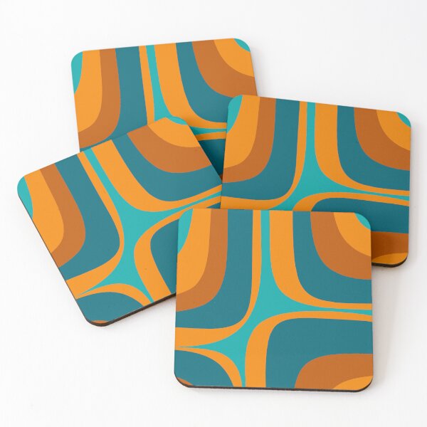 Item preview, Retro Groove Abstract Pattern Turquoise Blue Orange designed and sold by kierkegaard.